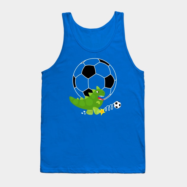 Cute Dinosaur Playing Soccer - Navy Background Tank Top by XOOXOO